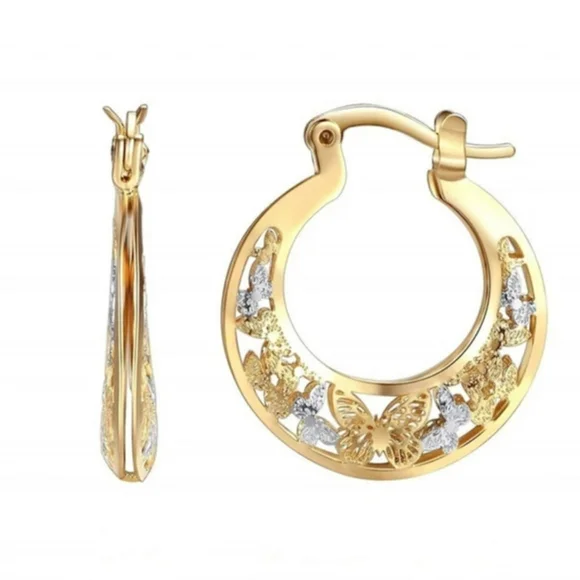 🎀14k Hollowed out Butterfly Hoops - Picture 6 of 6